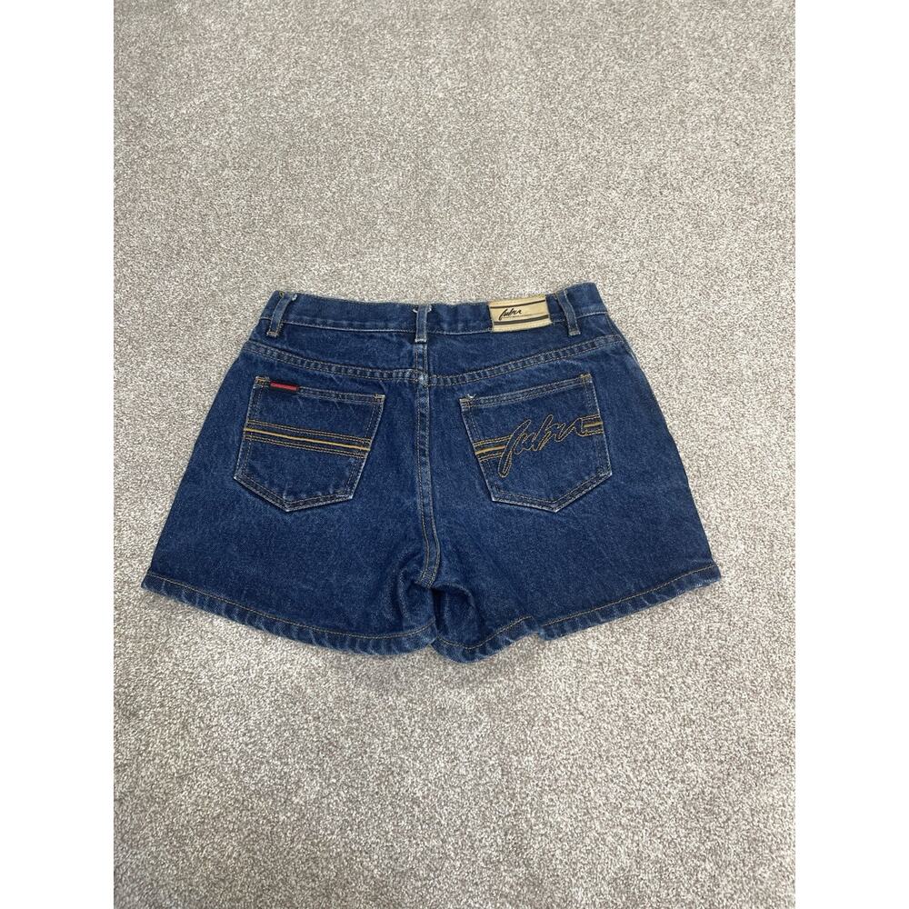 Vtg McBling Y2K streetwear FUBU 90s Indigo Dark Wash Micro Mini Denim Shorts 5/6